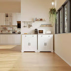 Madia da 74,9 cm con ripiani regolabili, versatile credenza/mobile bar bianco in legno con ante per sala da pranzo e dispensa cucina