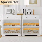 Madia da 74,9 cm con ripiani regolabili, versatile credenza/mobile bar bianco in legno con ante per sala da pranzo e dispensa cucina