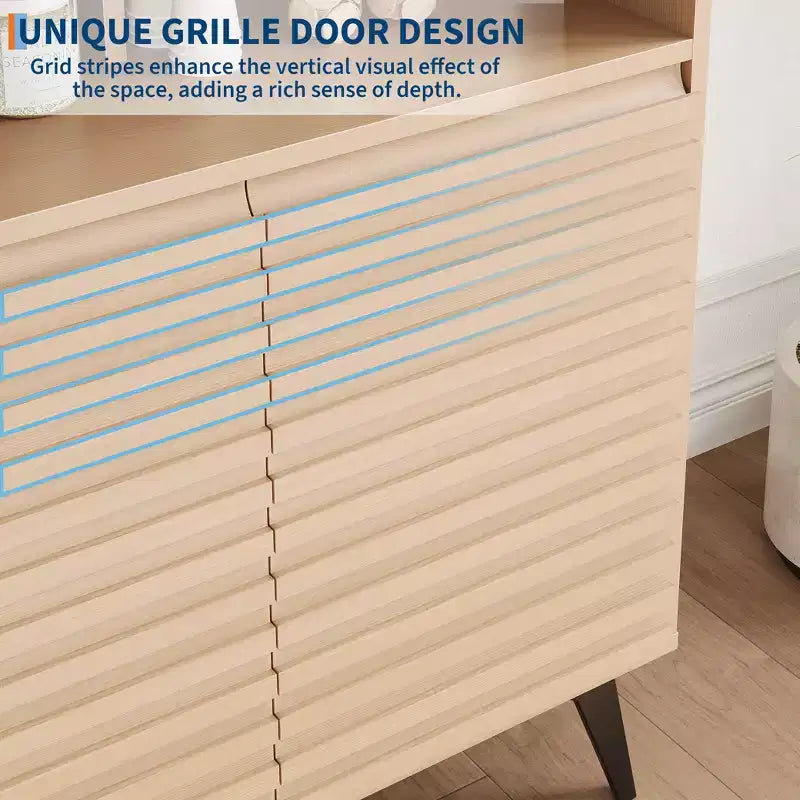 Armadietto a giorno scanalato, Credenza a buffet con contenitore,