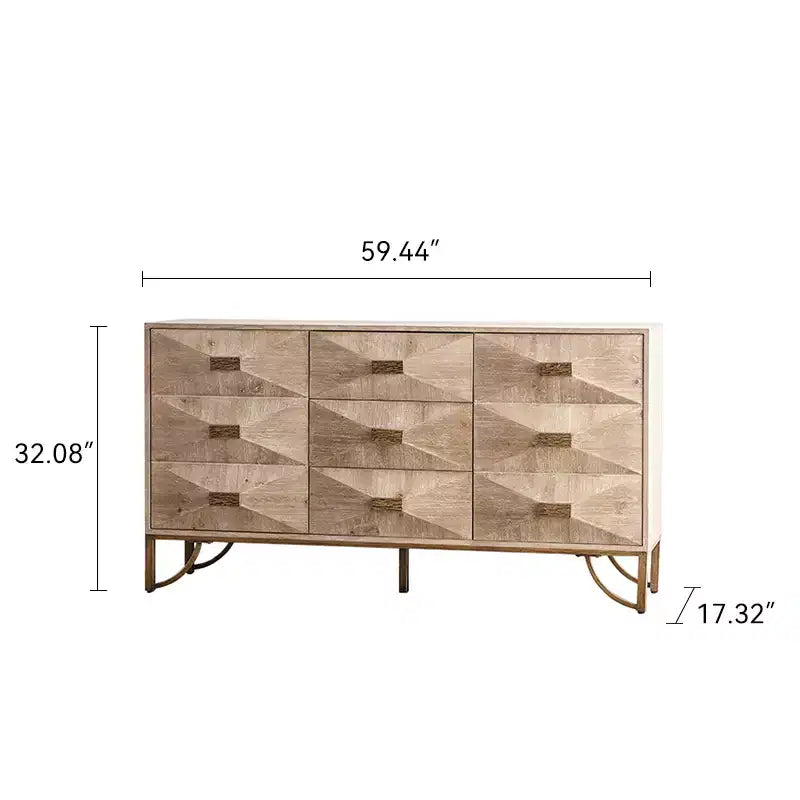 Buffet/bahut en bois Kipling GDFStudio à 3 tiroirs et 2 étagères – 151 cm