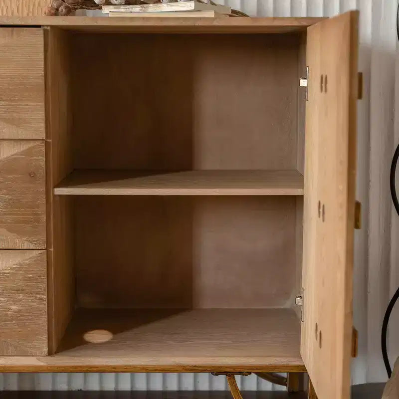 Buffet/bahut en bois Kipling GDFStudio à 3 tiroirs et 2 étagères – 151 cm