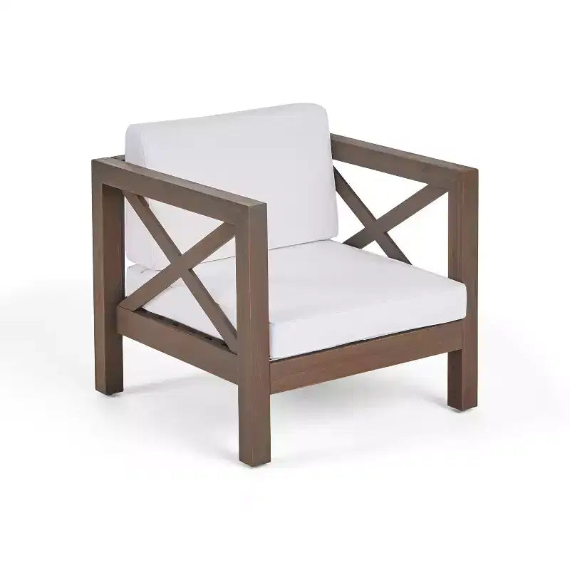 Christopher Knight Home George, set sezionale da esterno da 5 pezzi in legno di acacia, con tavolino da caffè e cuscini