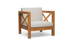 Christopher Knight Home George, set sezionale da esterno da 5 pezzi in legno di acacia, con tavolino da caffè e cuscini
