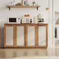 Hommpa 55 4-Door Rattan Buffet Sideboard Cabinet Multipurpose Dining Room Organizer