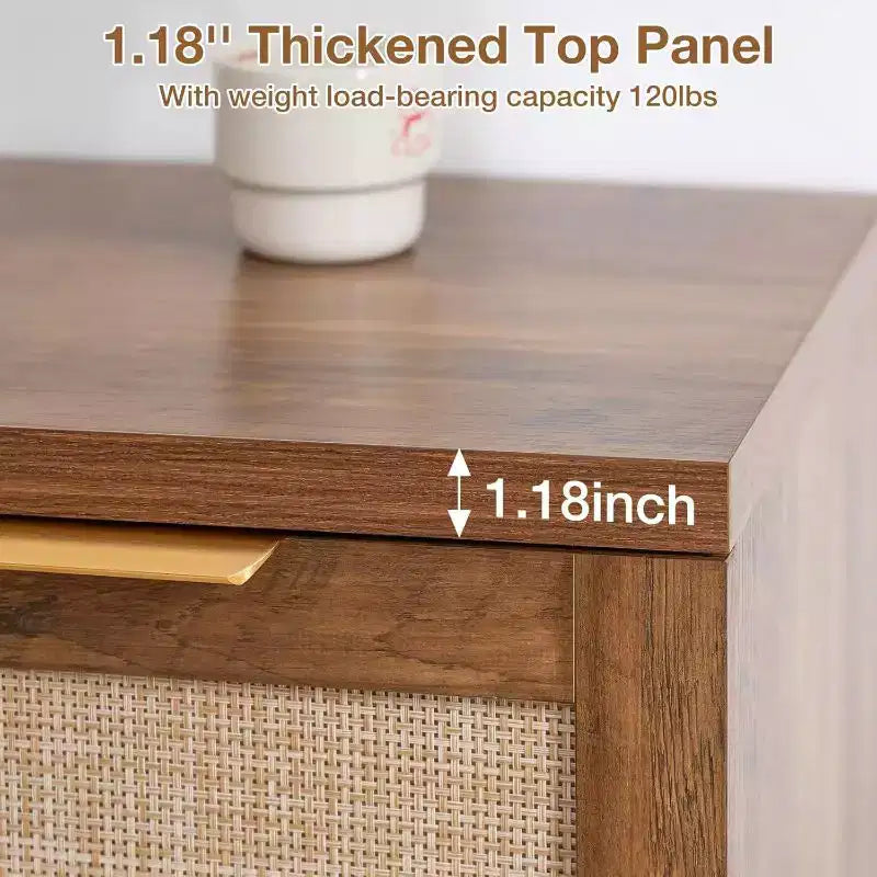 Hommpa Credenza a 4 ante in rattan da 55", armadio multiuso per sala da pranzo