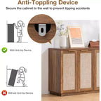 Hommpa Credenza a 4 ante in rattan da 55", armadio multiuso per sala da pranzo