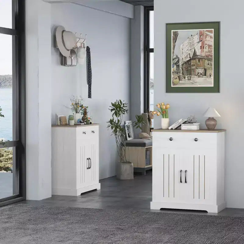 Mobile credenza da cucina, moderna credenza contenitore, mobile bar per caffè con 2 cassetti e 2 ante, credenza a pavimento