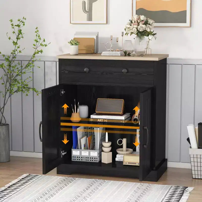 Mobile credenza da cucina, moderna credenza contenitore, mobile bar per caffè con 2 cassetti e 2 ante, credenza a pavimento