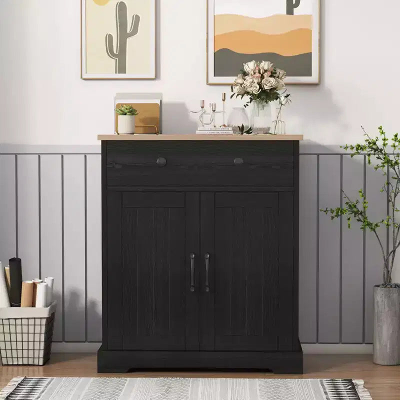 Mobile credenza da cucina, moderna credenza contenitore, mobile bar per caffè con 2 cassetti e 2 ante, credenza a pavimento