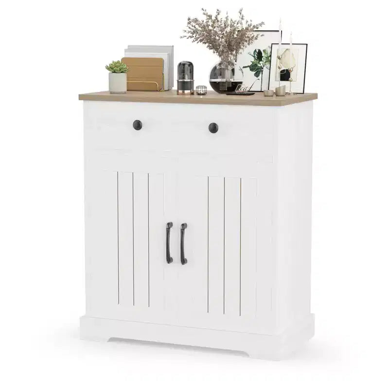 Mobile credenza da cucina, moderna credenza contenitore, mobile bar per caffè con 2 cassetti e 2 ante, credenza a pavimento