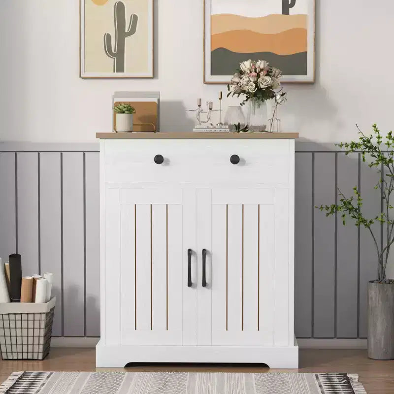 Mobile credenza da cucina, moderna credenza contenitore, mobile bar per caffè con 2 cassetti e 2 ante, credenza a pavimento