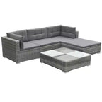 vidaXL Ensemble de jardin 5 pièces en résine tressée gris avec coussins, housses amovibles et table basse – Idéal pour piscine, jardin, patio