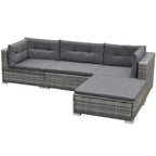 vidaXL Ensemble de jardin 5 pièces en résine tressée gris avec coussins, housses amovibles et table basse – Idéal pour piscine, jardin, patio