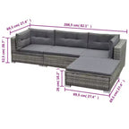 vidaXL Ensemble de jardin 5 pièces en résine tressée gris avec coussins, housses amovibles et table basse – Idéal pour piscine, jardin, patio