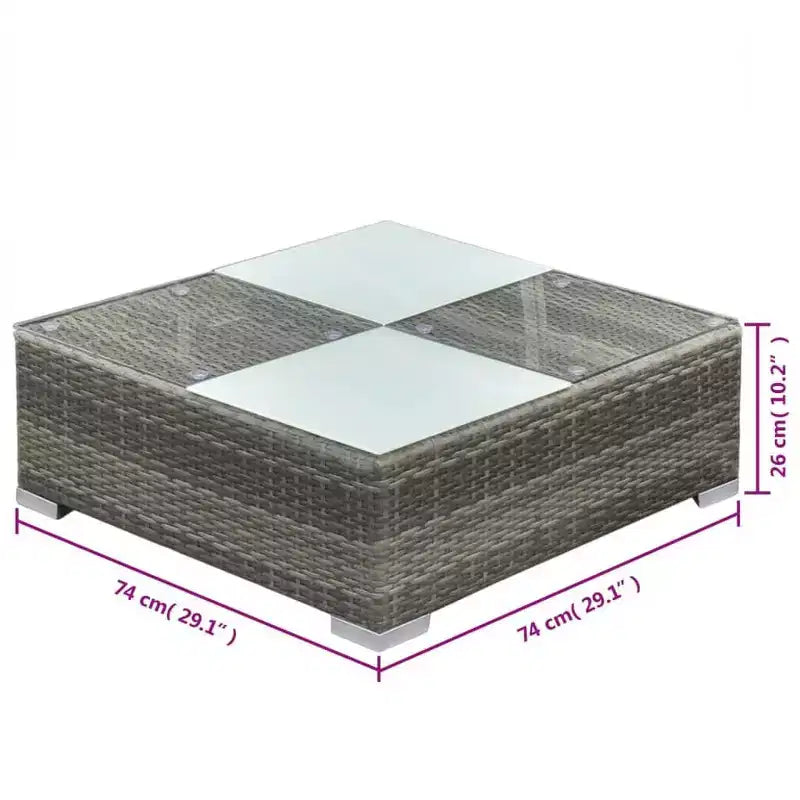 vidaXL Ensemble de jardin 5 pièces en résine tressée gris avec coussins, housses amovibles et table basse – Idéal pour piscine, jardin, patio