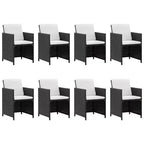 vidaXL 13 Piece Patio Dining Set with Cushions Poly Rattan Black