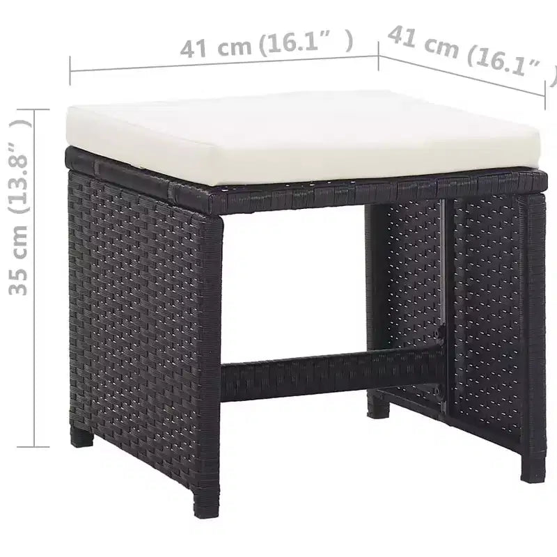 vidaXL Set da pranzo da esterno 13 pz. con cuscini in polyrattan nero