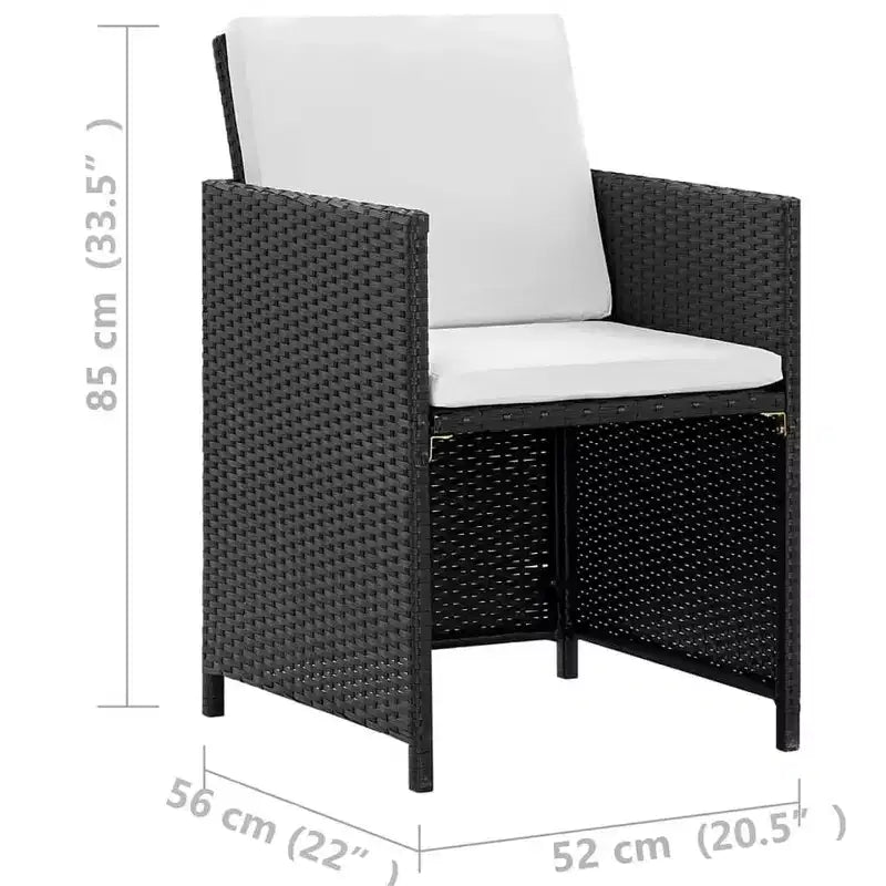 vidaXL Set da pranzo da esterno 13 pz. con cuscini in polyrattan nero