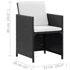 vidaXL Set da pranzo da esterno 13 pz. con cuscini in polyrattan nero