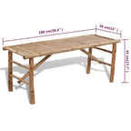 vidaXL Set Panca Tavolo da Picnic in Bambù 3 Pezzi - Mobili Pieghevoli da Esterno per Giardino della Birra/Patio - Tavolo e Panche da Pranzo Rettangolari Marroni