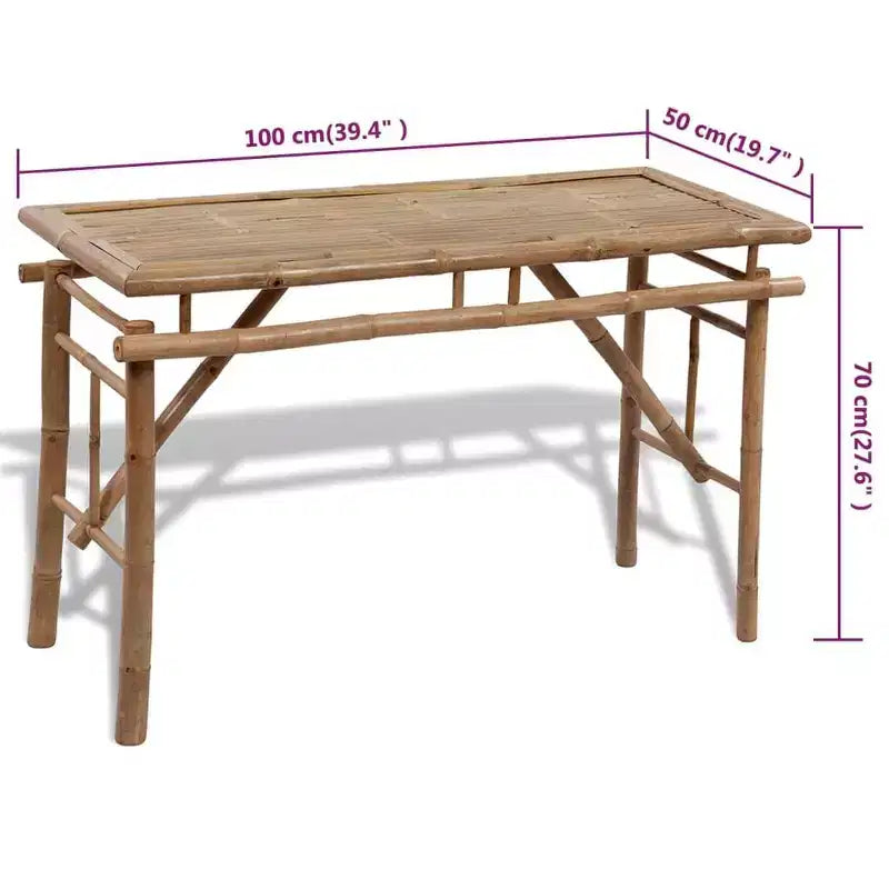 vidaXL Set Panca Tavolo da Picnic in Bambù 3 Pezzi - Mobili Pieghevoli da Esterno per Giardino della Birra/Patio - Tavolo e Panche da Pranzo Rettangolari Marroni