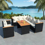 vidaXL Set Mobili da Giardino Set da 5 Pezzi in Polyrattan Nero e Bianco Crema