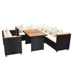 vidaXL Set Mobili da Giardino Set da 5 Pezzi in Polyrattan Nero e Bianco Crema