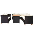 vidaXL Set Mobili da Giardino Set da 5 Pezzi in Polyrattan Nero e Bianco Crema