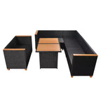 vidaXL Set Mobili da Giardino Set da 5 Pezzi in Polyrattan Nero e Bianco Crema
