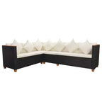vidaXL Set Mobili da Giardino Set da 5 Pezzi in Polyrattan Nero e Bianco Crema