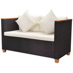 vidaXL Set Mobili da Giardino Set da 5 Pezzi in Polyrattan Nero e Bianco Crema