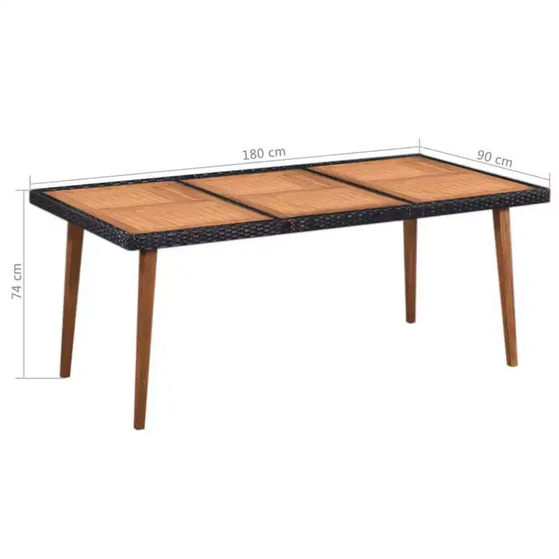 vidaXL Set da pranzo da esterno 9 pezzi in polyrattan - Nero e marrone - Include un grande tavolo da pranzo e 8 sedie - Arredamento da patio in stile retrò