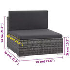 vidaXL Set Divani da Giardino - Set Divano Sezionale a 6 Pezzi in Poly Rattan Grigio con Tavolino e Ottomana - Comoda Seduta da Esterno con Cuscini
