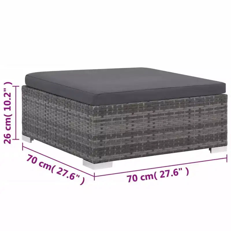 vidaXL Set Divani da Giardino - Set Divano Sezionale a 6 Pezzi in Poly Rattan Grigio con Tavolino e Ottomana - Comoda Seduta da Esterno con Cuscini