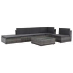 vidaXL Set Divani da Giardino - Set Divano Sezionale a 6 Pezzi in Poly Rattan Grigio con Tavolino e Ottomana - Comoda Seduta da Esterno con Cuscini