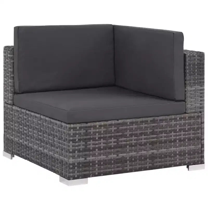vidaXL Set Divani da Giardino - Set Divano Sezionale a 6 Pezzi in Poly Rattan Grigio con Tavolino e Ottomana - Comoda Seduta da Esterno con Cuscini