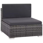 vidaXL Set Divani da Giardino - Set Divano Sezionale a 6 Pezzi in Poly Rattan Grigio con Tavolino e Ottomana - Comoda Seduta da Esterno con Cuscini