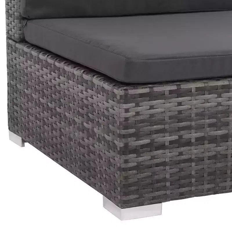 vidaXL Set Divani da Giardino - Set Divano Sezionale a 6 Pezzi in Poly Rattan Grigio con Tavolino e Ottomana - Comoda Seduta da Esterno con Cuscini