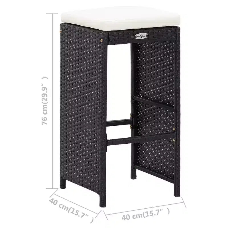 vidaXL Set da Bar da Esterno 5 Pezzi - Rattan Sintetico e Vetro Nero - Include Cuscini Confortevoli - Facile da Montare - Adatto per Esterni