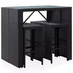 vidaXL Set da Bar da Esterno 5 Pezzi - Rattan Sintetico e Vetro Nero - Include Cuscini Confortevoli - Facile da Montare - Adatto per Esterni