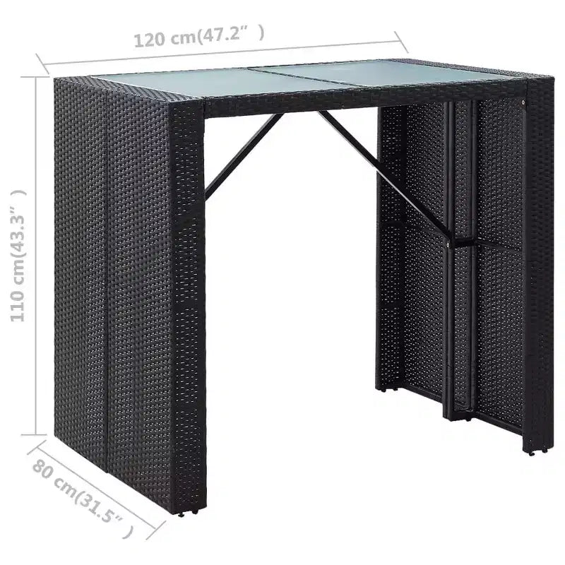 vidaXL Set da Bar da Esterno 5 Pezzi - Rattan Sintetico e Vetro Nero - Include Cuscini Confortevoli - Facile da Montare - Adatto per Esterni