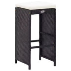 vidaXL Set da Bar da Esterno 5 Pezzi - Rattan Sintetico e Vetro Nero - Include Cuscini Confortevoli - Facile da Montare - Adatto per Esterni