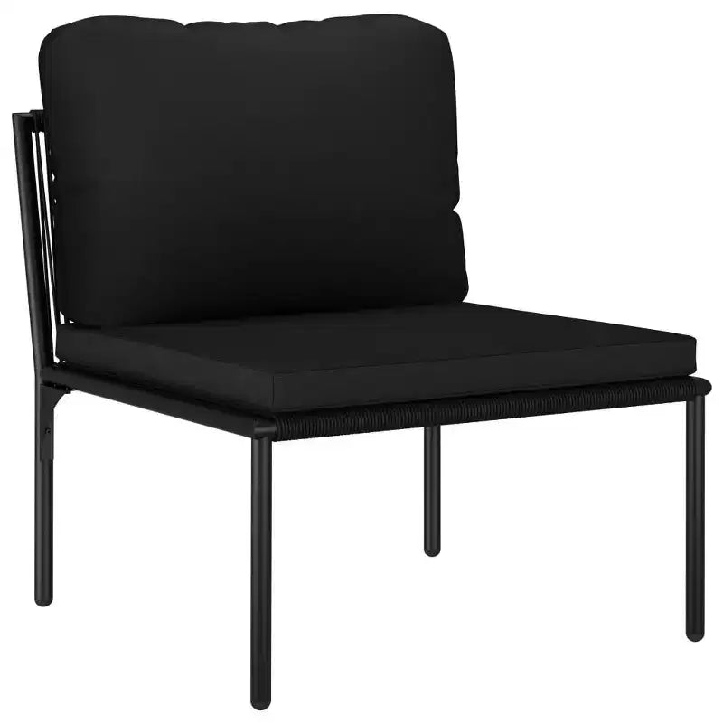 vidaXL Set Lounge da Esterno a 6 Pezzi con Cuscini - Set di Mobili Modulari Neri in PVC con Telaio in Acciaio - Ideale per Giardino, Patio e Spazi Esterni