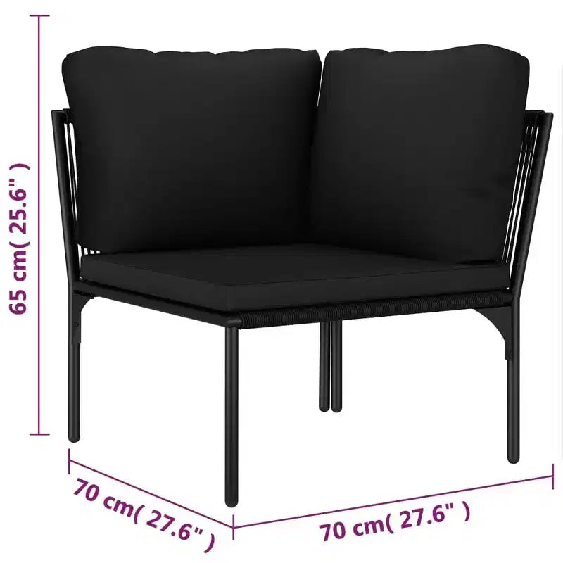vidaXL Set Lounge da Esterno a 6 Pezzi con Cuscini - Set di Mobili Modulari Neri in PVC con Telaio in Acciaio - Ideale per Giardino, Patio e Spazi Esterni