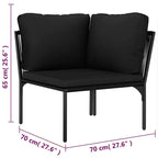 vidaXL Set Lounge da Esterno a 6 Pezzi con Cuscini - Set di Mobili Modulari Neri in PVC con Telaio in Acciaio - Ideale per Giardino, Patio e Spazi Esterni