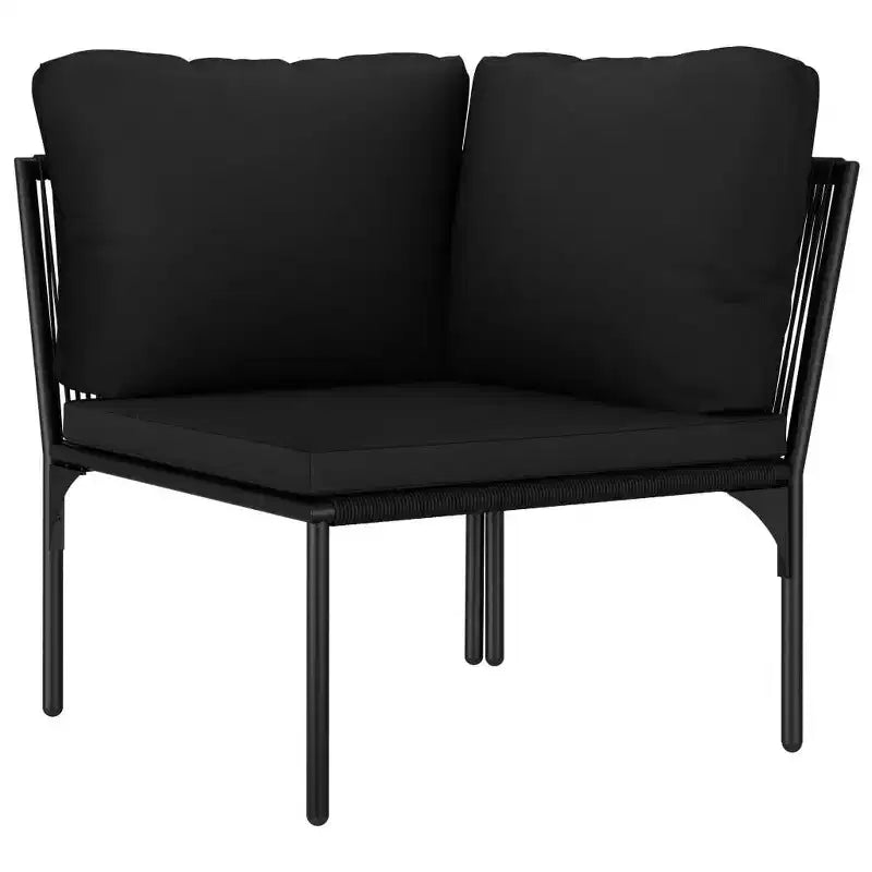 vidaXL Set Lounge da Esterno a 6 Pezzi con Cuscini - Set di Mobili Modulari Neri in PVC con Telaio in Acciaio - Ideale per Giardino, Patio e Spazi Esterni