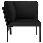 vidaXL Set Lounge da Esterno a 6 Pezzi con Cuscini - Set di Mobili Modulari Neri in PVC con Telaio in Acciaio - Ideale per Giardino, Patio e Spazi Esterni