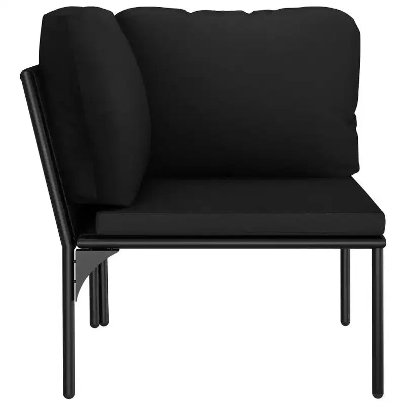 vidaXL Set Lounge da Esterno a 6 Pezzi con Cuscini - Set di Mobili Modulari Neri in PVC con Telaio in Acciaio - Ideale per Giardino, Patio e Spazi Esterni