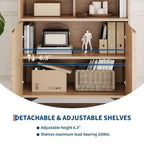 Buffet en bois cannelé de 71 cm avec étagères réglables et portes pour cuisine, salle à manger, appartements