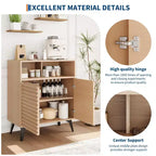 Buffet en bois cannelé de 71 cm avec étagères réglables et portes pour cuisine, salle à manger, appartements